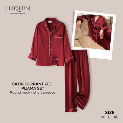 Silk Satin Long Sleeve & Pant Pyjama Set